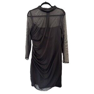 Women’s Calvin Klein Sheer Sleeve Ruched Cocktail Dress Size 14